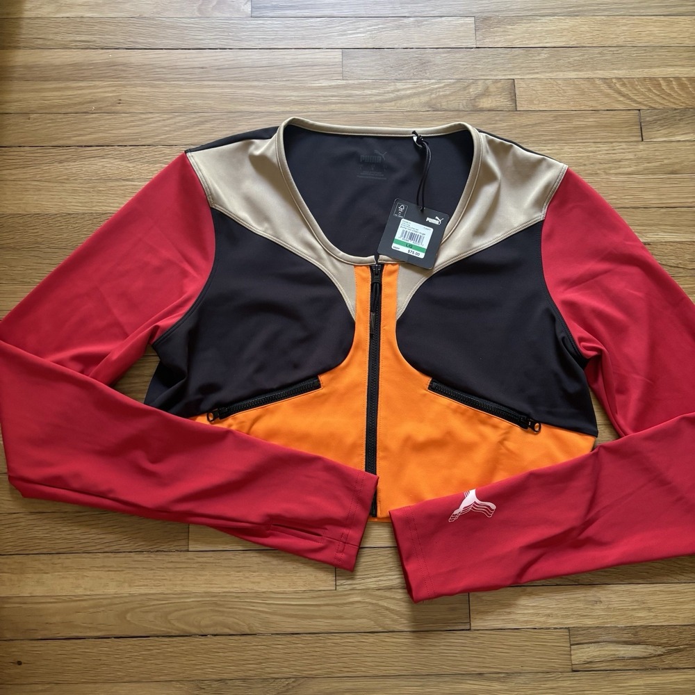 Puma High Court June Ambrose Zip Crop Top Leggings Set Retro Colorblock Large - Picture 2 of 11